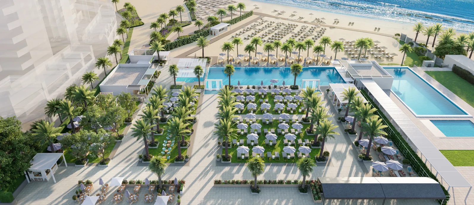 DoubleTree by Hilton pool area aerial render